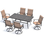 7-Piece Outdoor Patio Dining Set with Swivel Chairs
