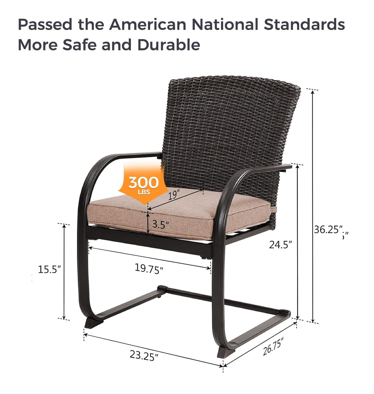 Grand patio 3 Pieces Bistro Set, Outdoor Wicker Table Set, Rocking Wicker Chairs with Removable Cushions and Small Coffee Table, Patio Furniture Sets for Balcony, Porch, Beige