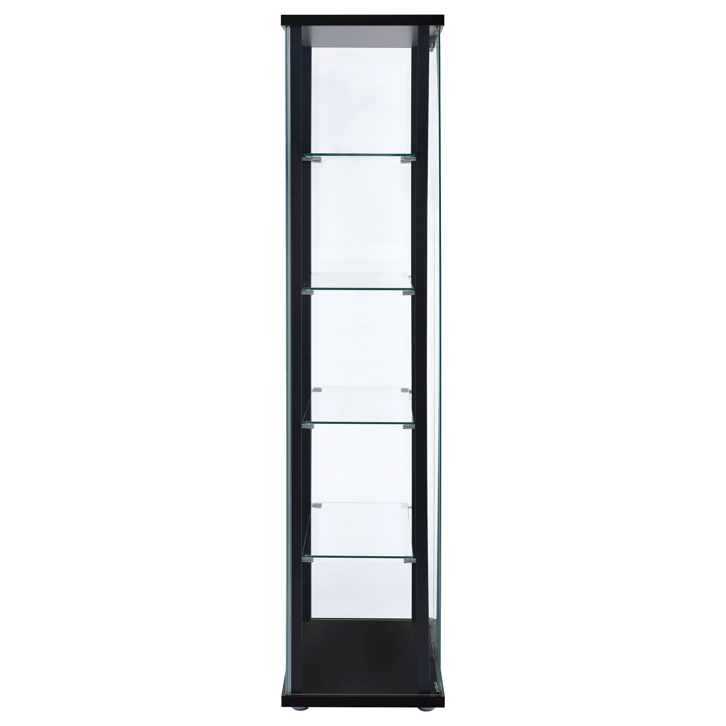 4-Shelf Glass Curio Cabinet with Wood Top, 2 Doors & Chrome Hardware – 64"