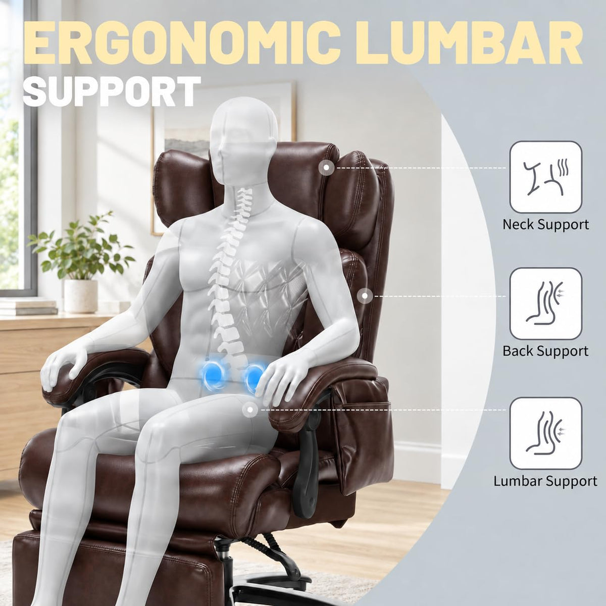 Niruvyn 800LBS Massage Big and Tall Reclining Office Chair with Footrest
