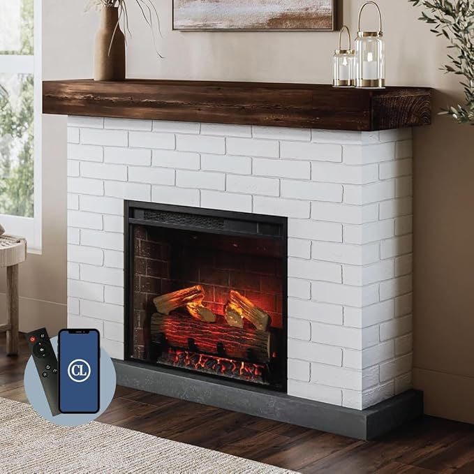 Smart Electric Fireplace with Mantel