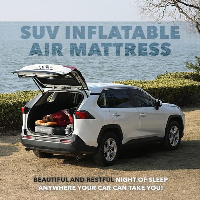 D-Hive Unbeatable Durability SUV Air Mattress for Car Camping, Durable Extra Thick 300D Oxford Fabric, Quick Easy Set-Up w/Electric Pump, Bed Mattress, Mattress for SUV, Car Air Mattress