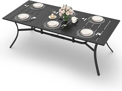Outdoor Metal Patio Dining Table with Umbrella Hole