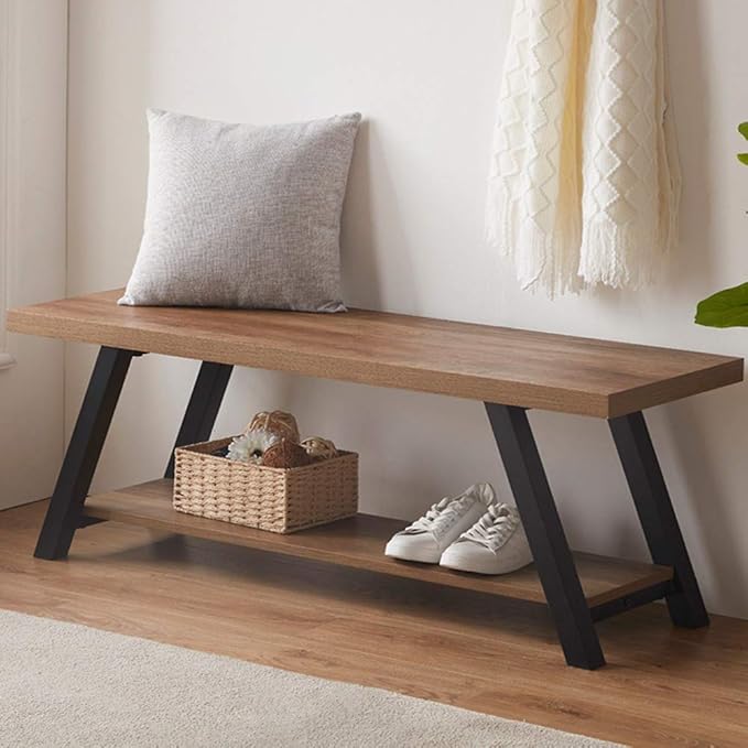Storage Bench with Shoe Rack, 47" Entryway Bench