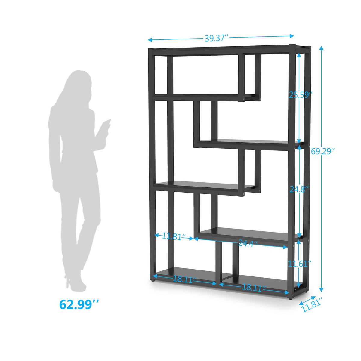 6-Tier Industrial Bookcase