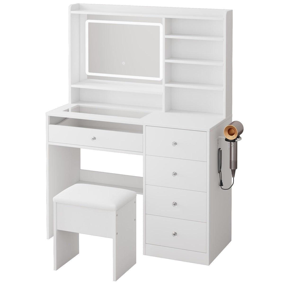 Glass-Top LED Makeup Vanity