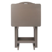 5-Piece Folding Snack Table Set with Storage Rack