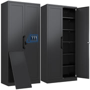 KAER Metal Storage Cabinet with Combo Lock,71" Garage Cabinet,5 Adjustable Shelves,Tall Locking Storage Cabinet,Black Lockable Tool Cabinet,Wall Mounted& Freestanding for Home,Office,Workshop,Utility