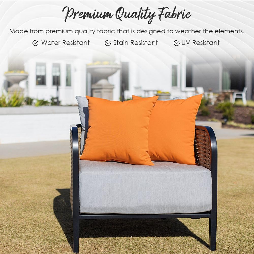 RSH DECOR Square Throw Pillow Set of 4 | 20x20 Inch Decorative Accent Pillows | All-Weather Water and Fade-Resistant | Daelyn Navy Outdoor Throw Pillows for Patio Furniture Made in USA
