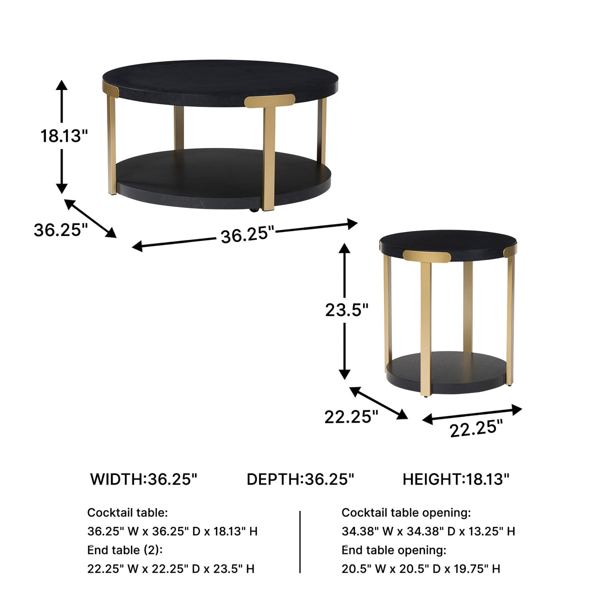 3-Piece Round Coffee Table Set