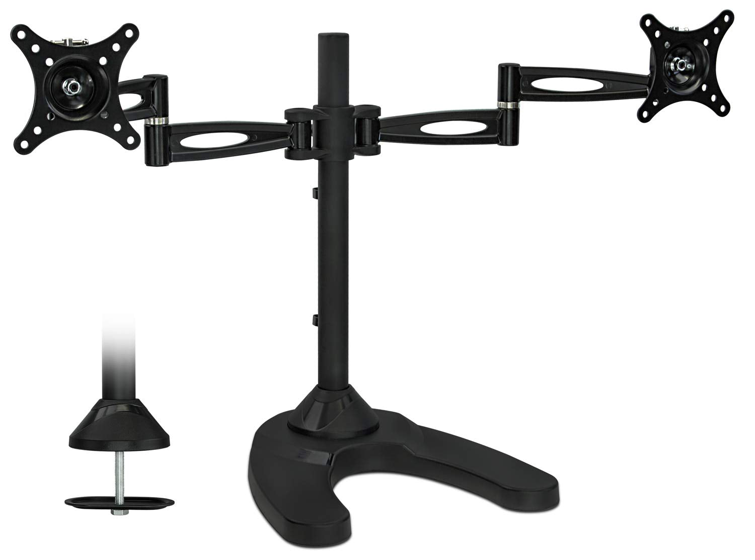 Dual Monitor Stand – Full Motion Arms, VESA 75x75/100x100, Freestanding or Grommet