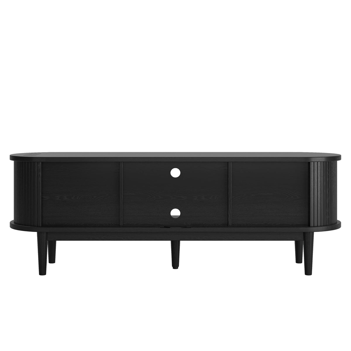 Decofy 63" Fluted TV Stand for TVs Up to 70" with Charging Station, Black