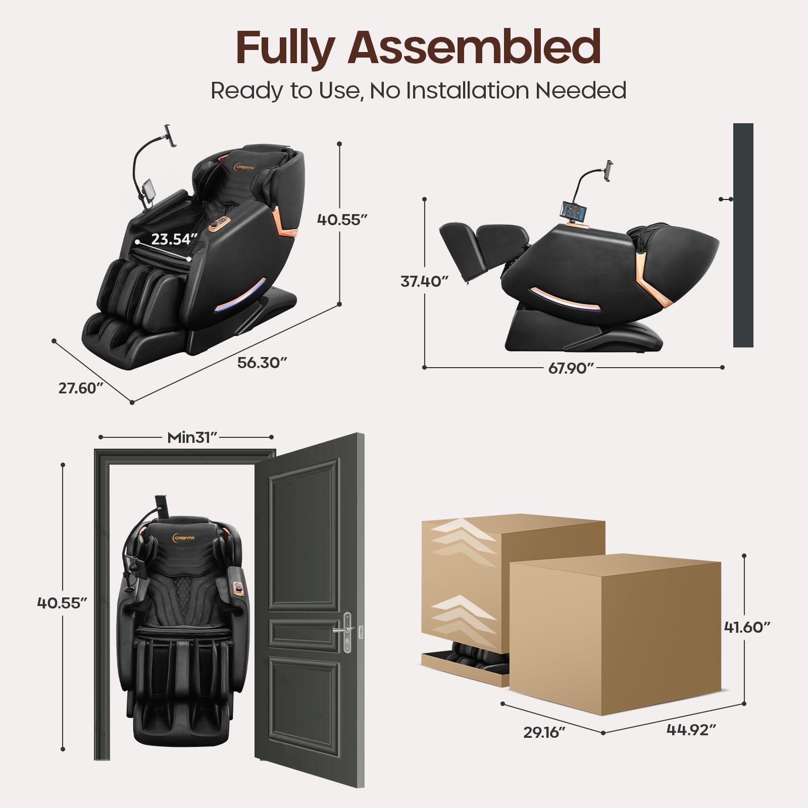 4D Full Body Massage Chair with Extended SL Track