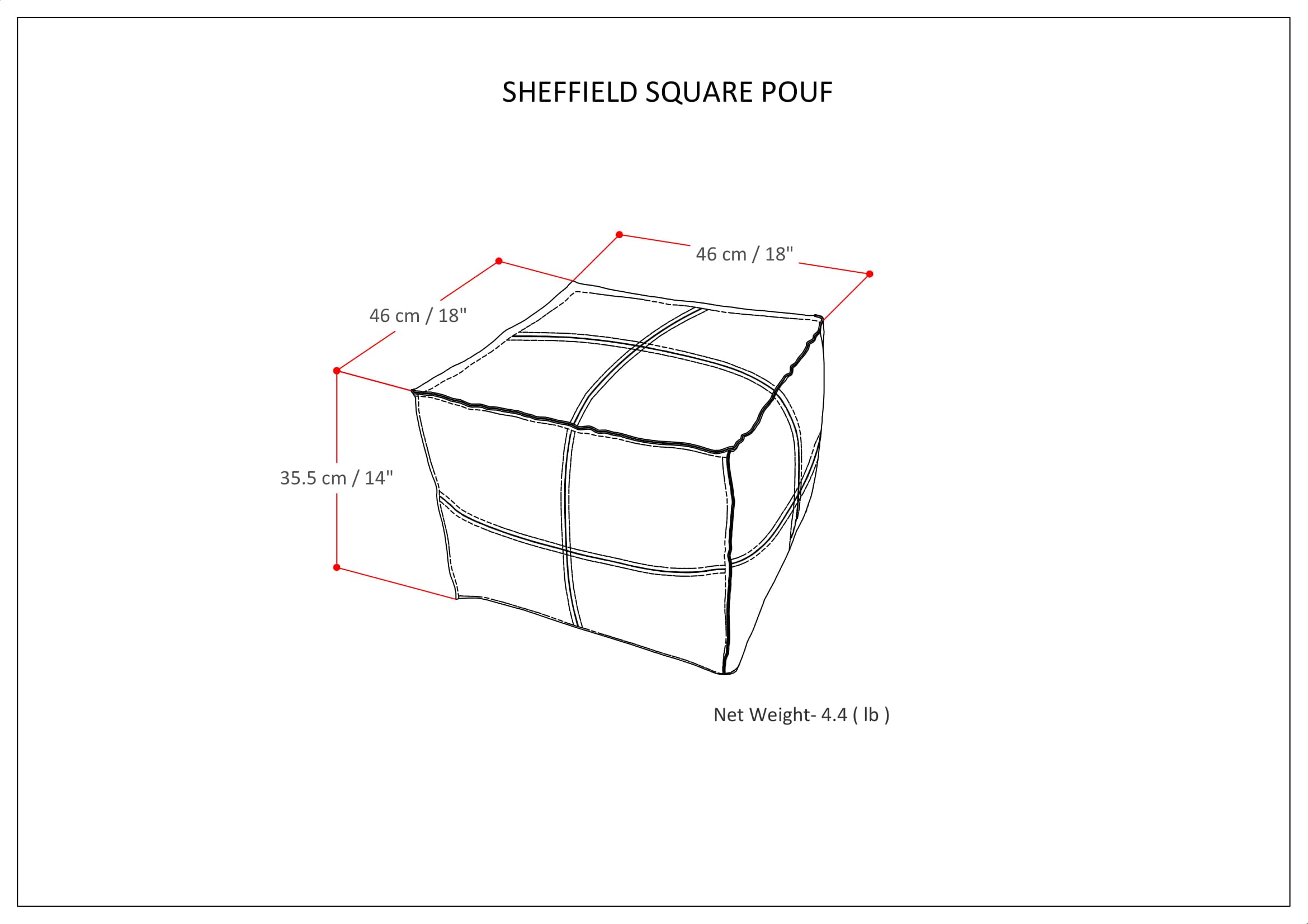 Square Leather Pouf Ottoman