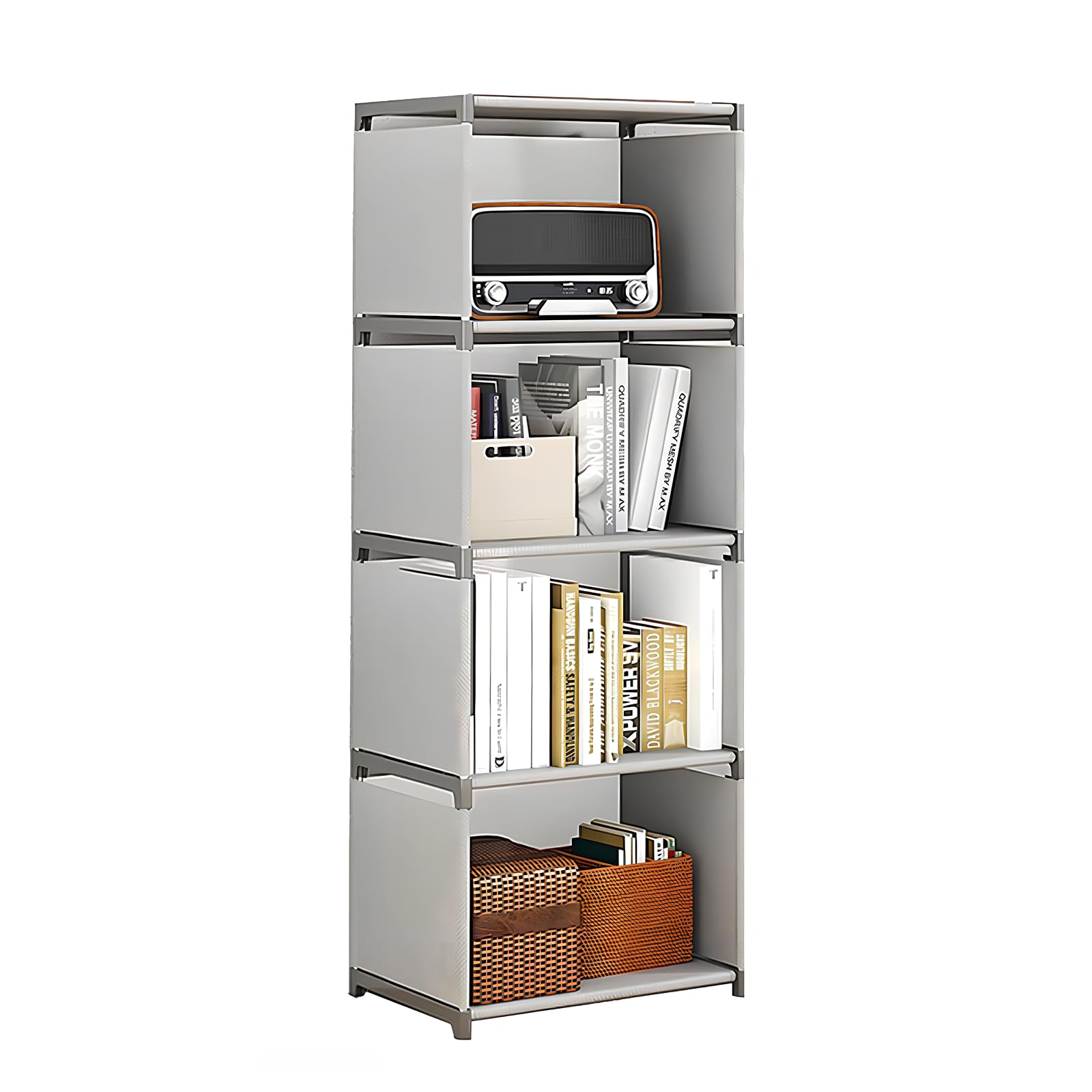 WEMAKMAK 4-Cube Storage Organizer Shelf – Tool-Free Assembly Cube Bookcase for Bedroom, Closet & Small Spaces, Bookshelf Organizer for Kids’ Clothes & Nursery