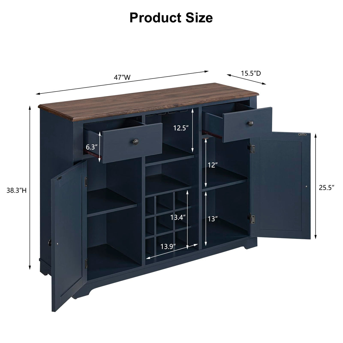 Navy Wine Bar Cabinet