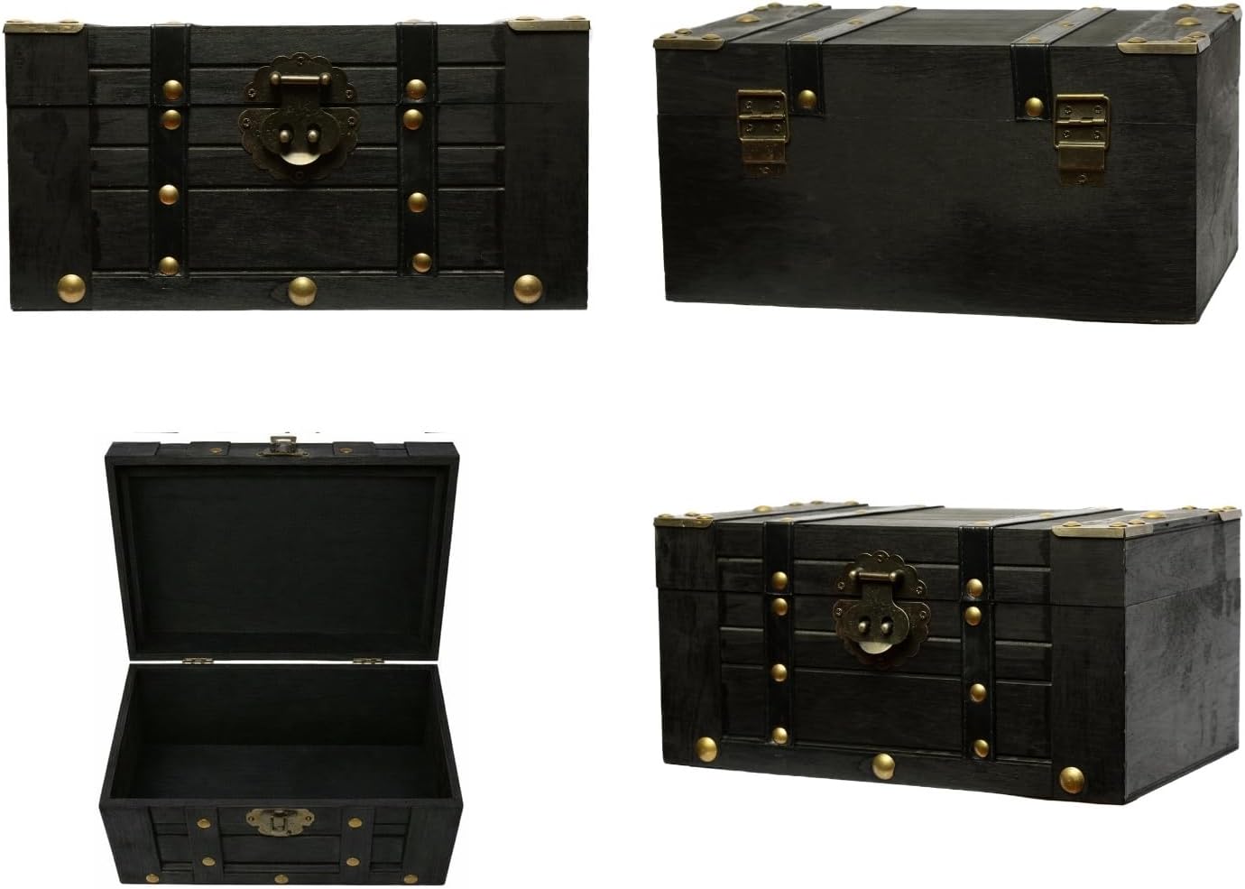 Vintage Wooden Treasure Chest with Leather Straps
