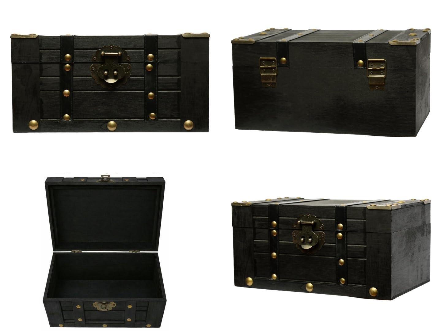 Vintage Wooden Treasure Chest with Leather Straps