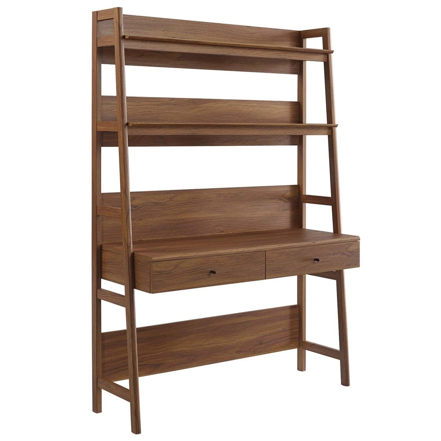 49" Office Desk with Tiered Bookshelf & 2 Drawers