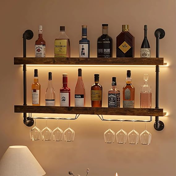 Wall-Mounted LED Wine Rack