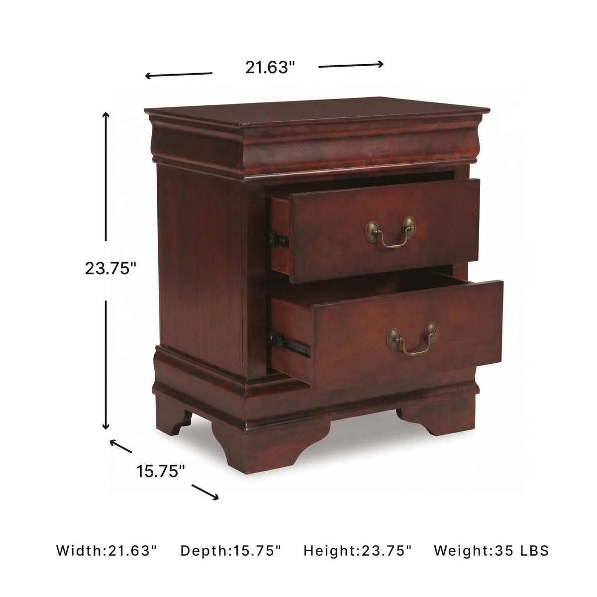 Signature Design by Ashley Alisdair 2 Drawer Nightstand, Reddish Brown