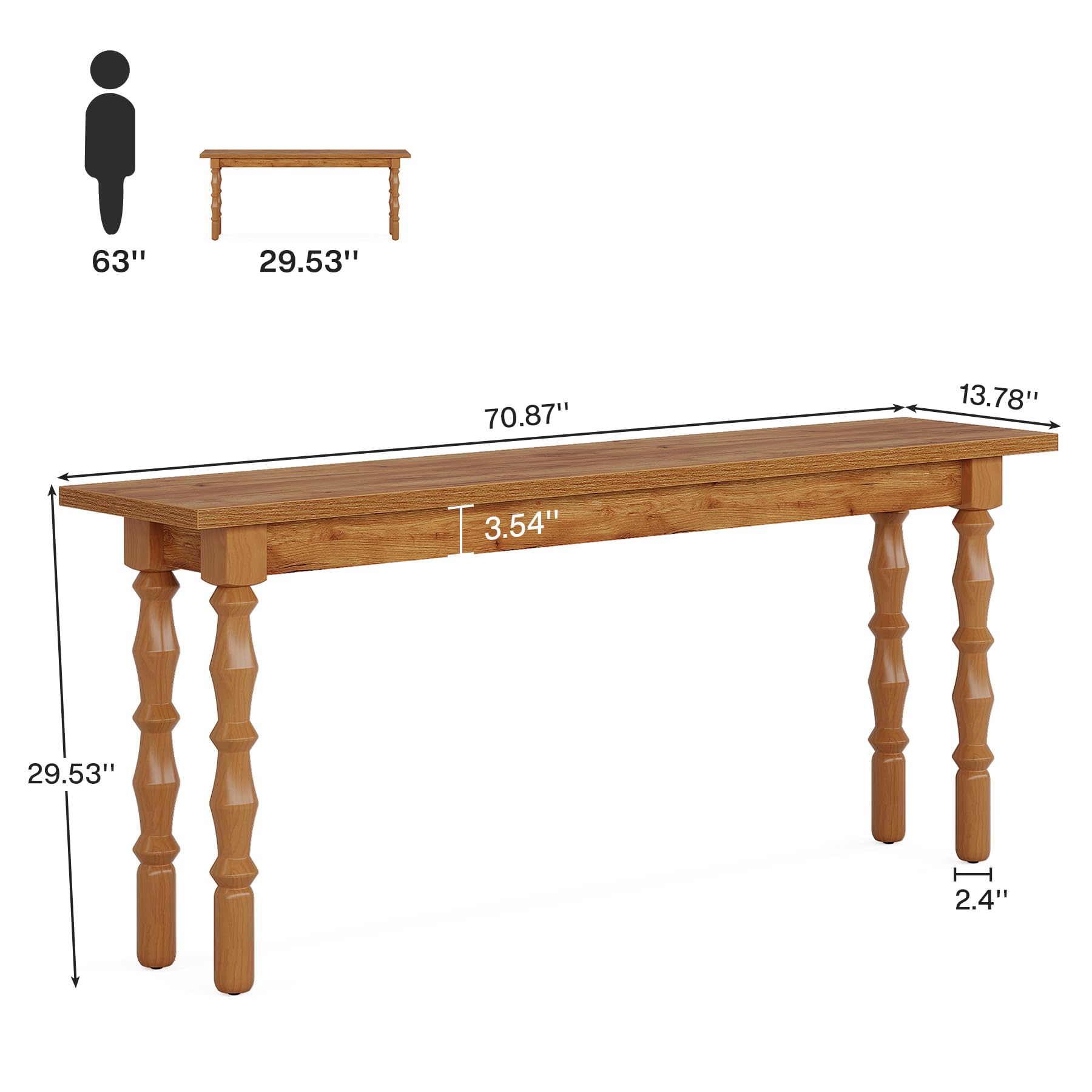 Tribesigns 70.9-Inch Extra Long Console Table for Entryway, Narrow Sofa Table Behind Couch with Solid Wood Legs, Entry Accent Table for Living Room, Foyer, Hallway, Entrance