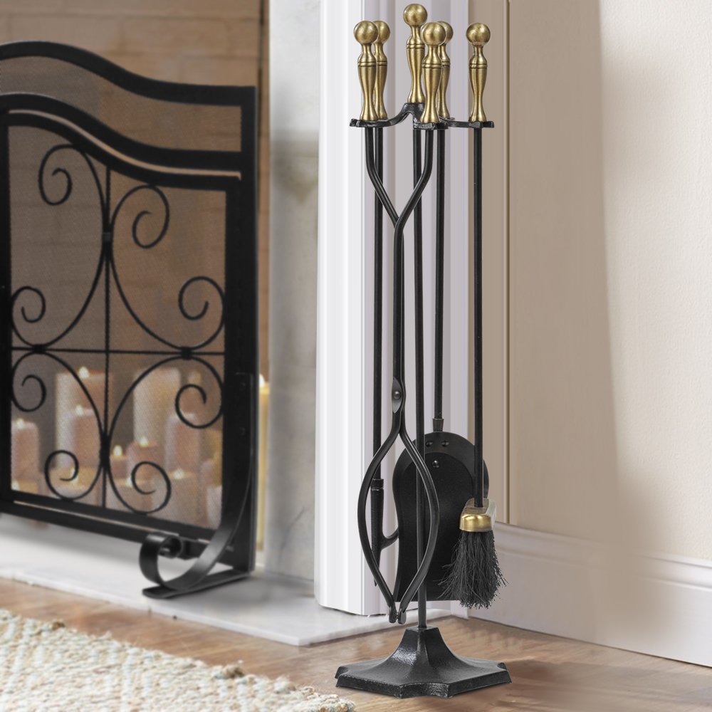 Brass Handle Fireplace Tool Set