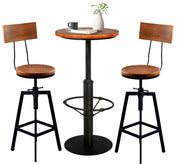 Industrial 3-Piece Pub Table Set with 2 Stools