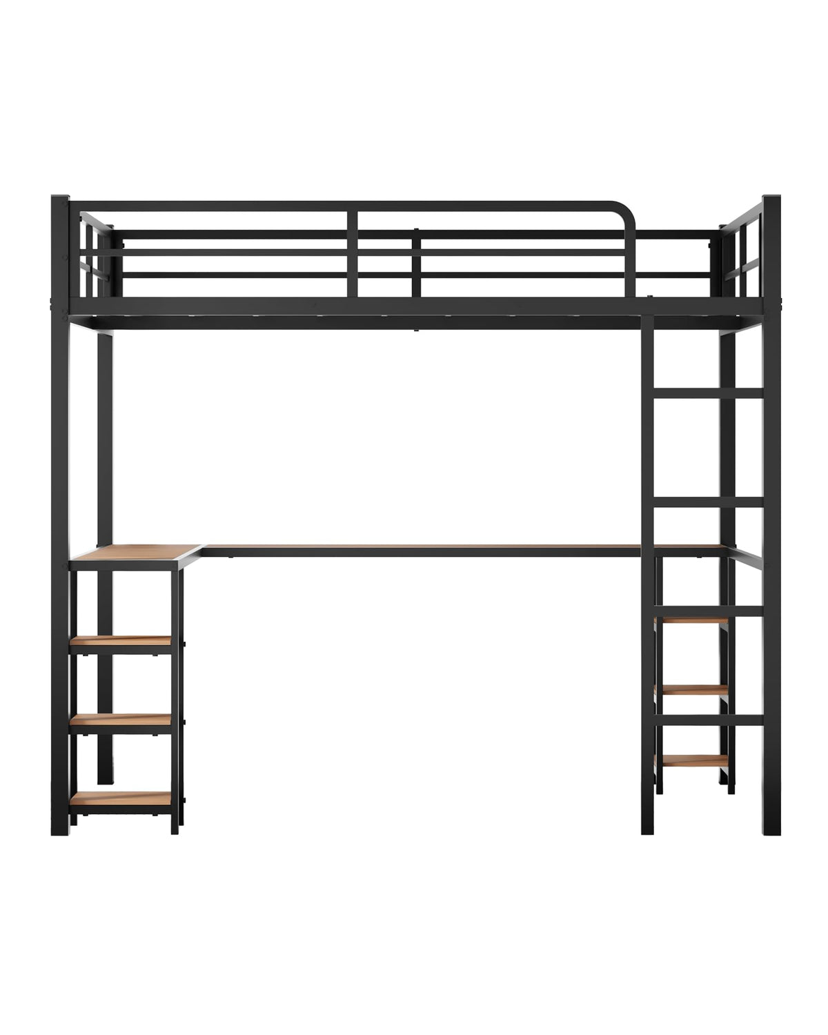 Full Loft Bed with Desk and Shelves