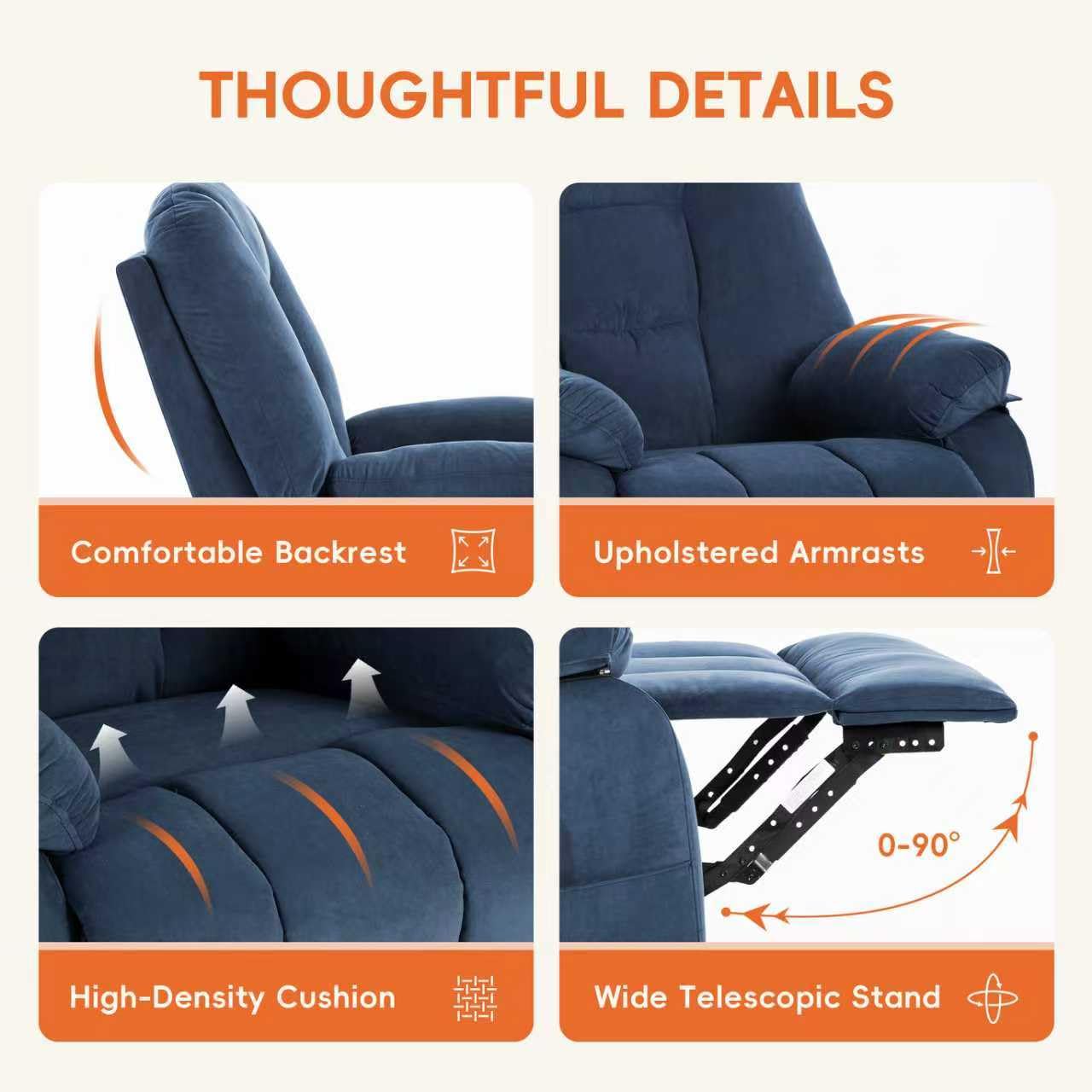 Power Swivel Rocker Recliner with Massage & Heat