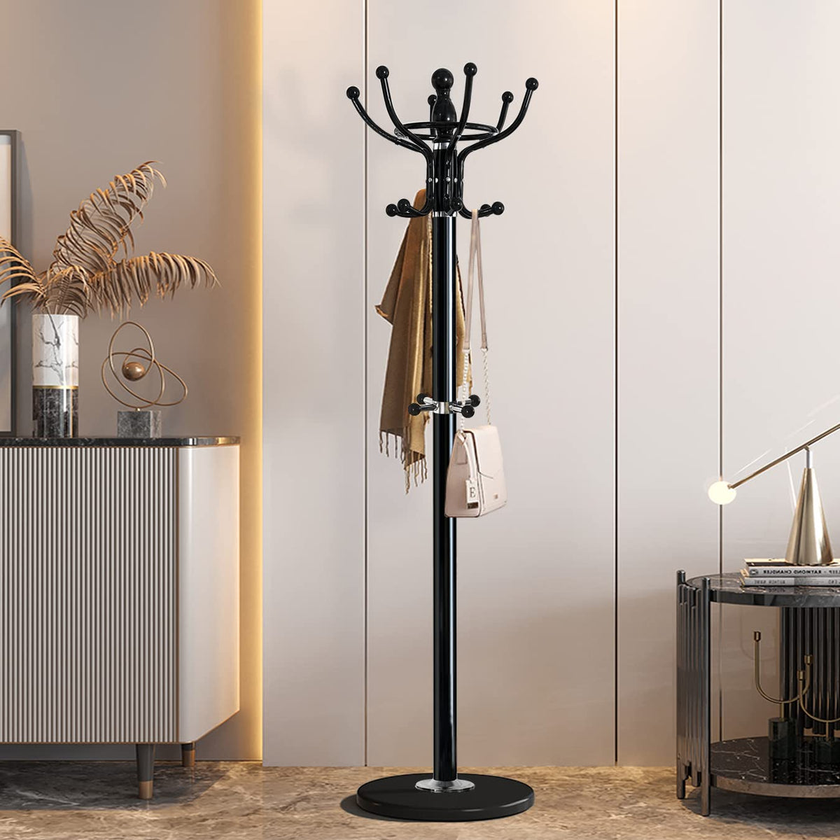 16-Hook Coat Rack with Marble Base