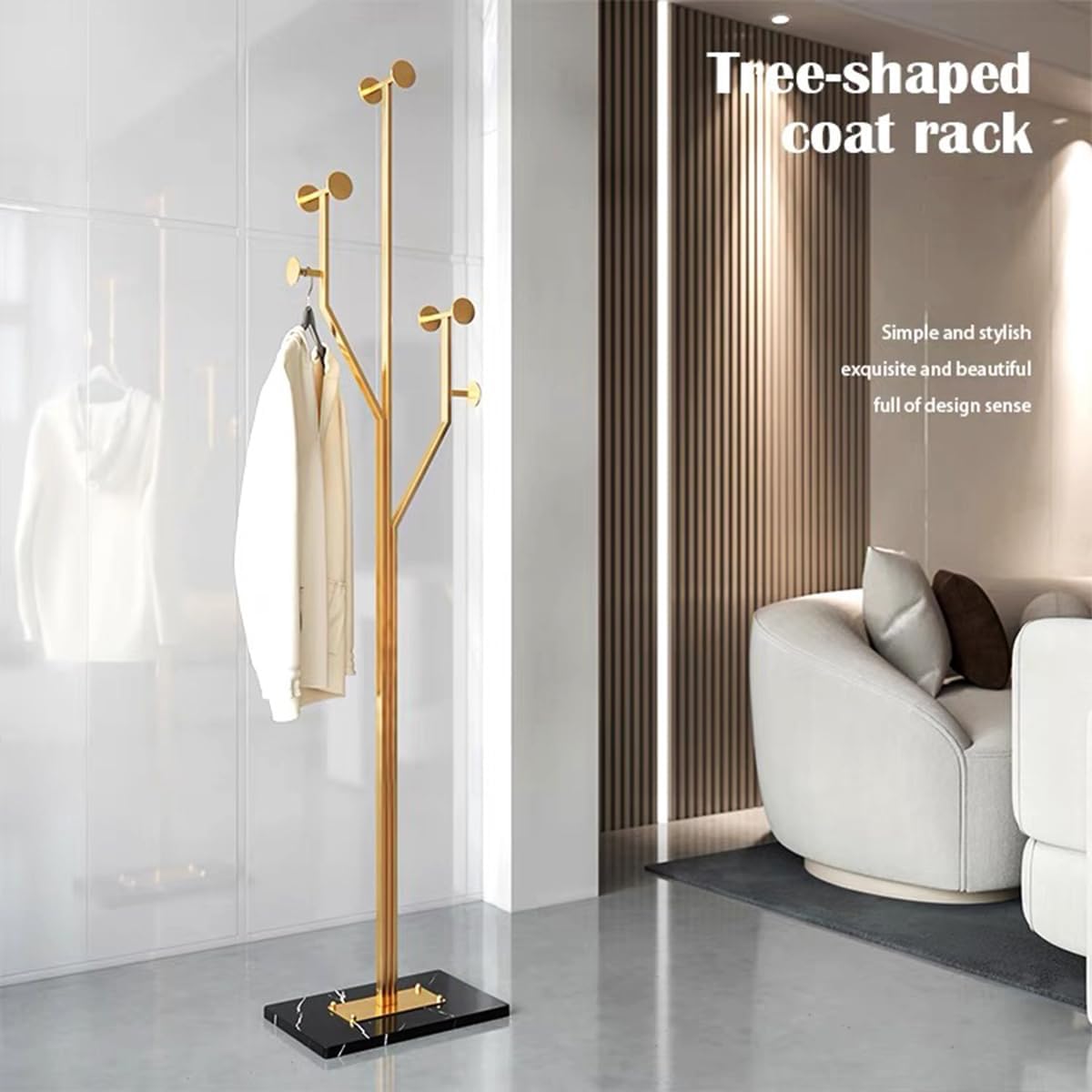 Freestanding Coat Rack with Marble Base