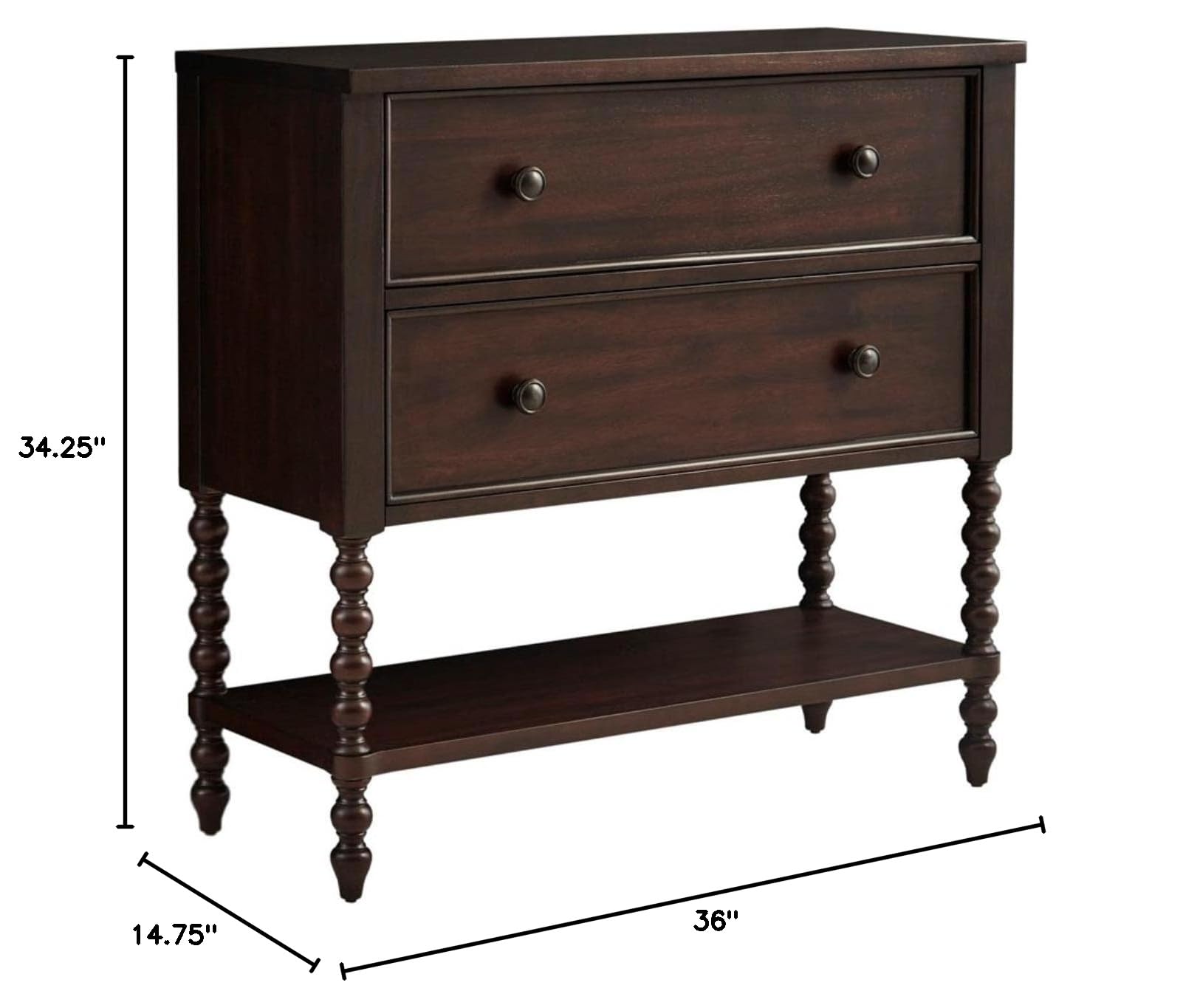 Accent Storage Cabinet with 2 Drawers & Open Shelf, 36"W