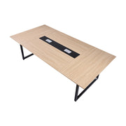 VEVOR Conference Table, 8 ft Office Meeting Table for 10 Person, Modern Rectangle Seminar Desk with Metal Legs, Large Meeting Desk Ideal for Office, Boardroom, Conference Room, Easy Assembly, Brown