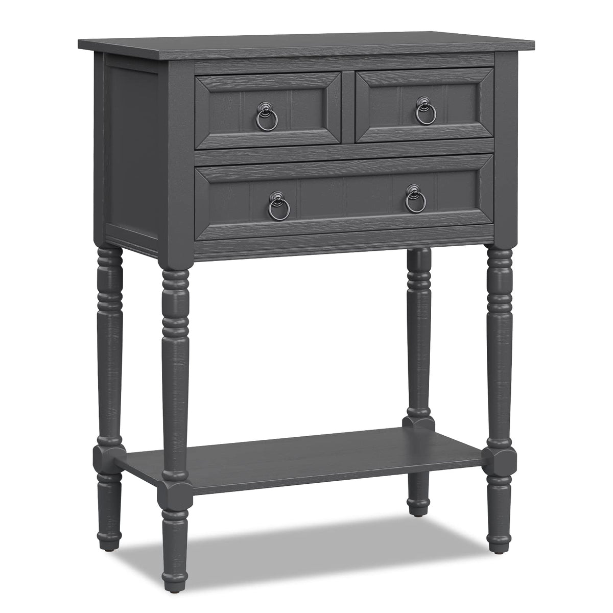 Gray Console Table with Drawers