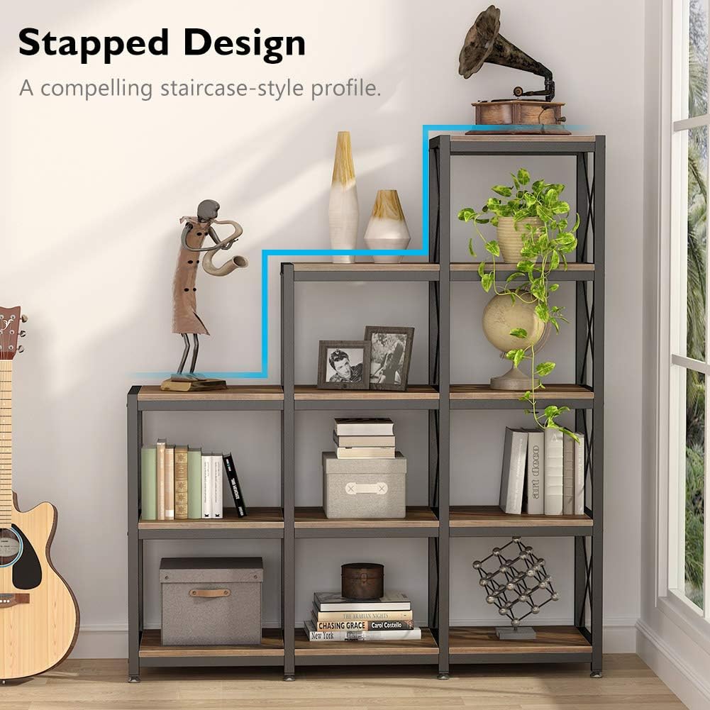 9-Cube Stepped Ladder Corner Bookcase