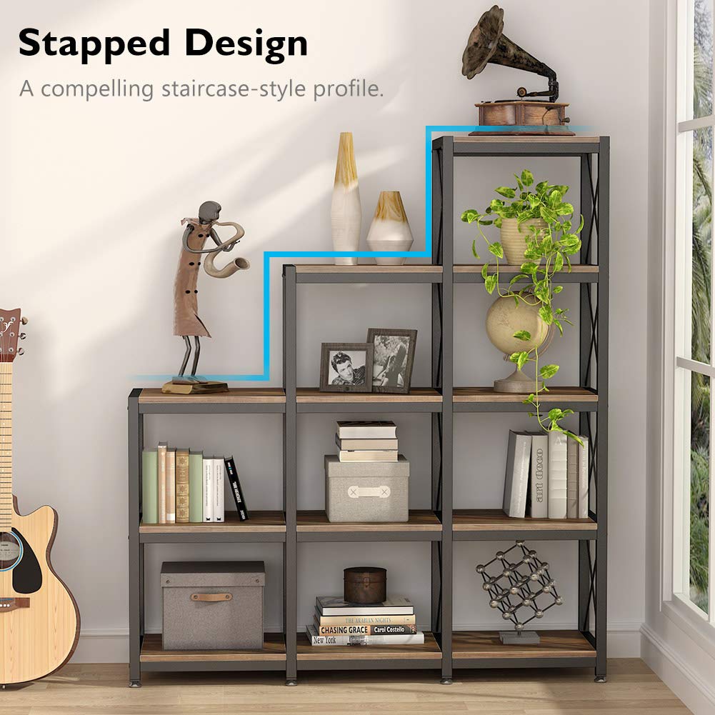 9-Cube Stepped Ladder Corner Bookcase