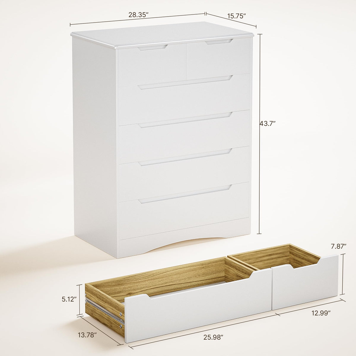 White 6-Drawer Dresser