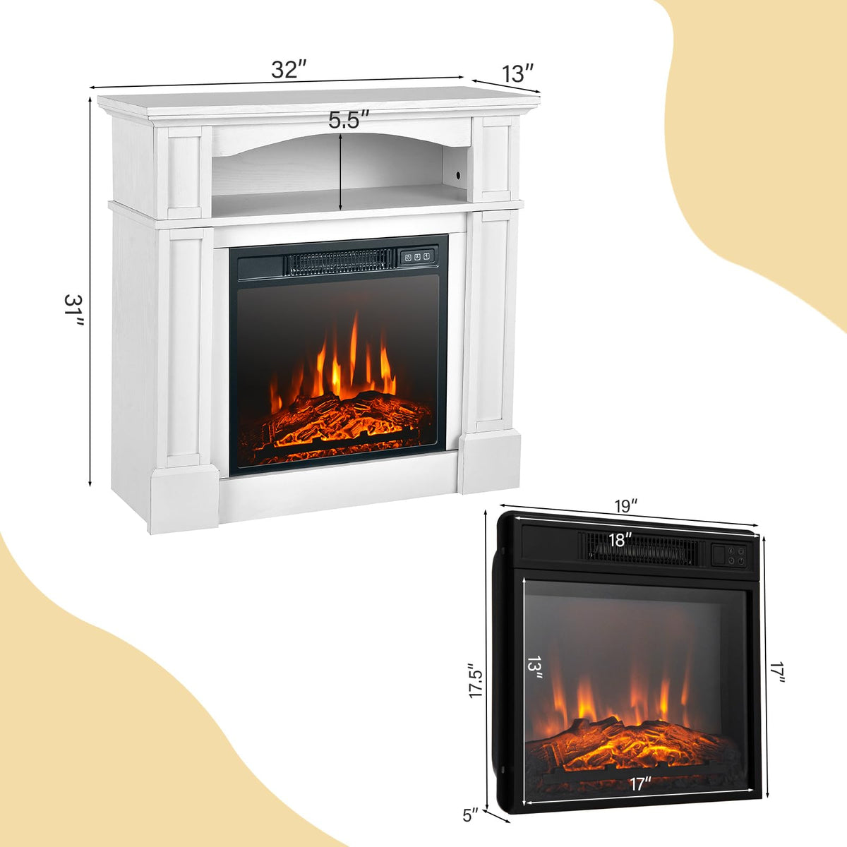 Electric Fireplace with Mantel