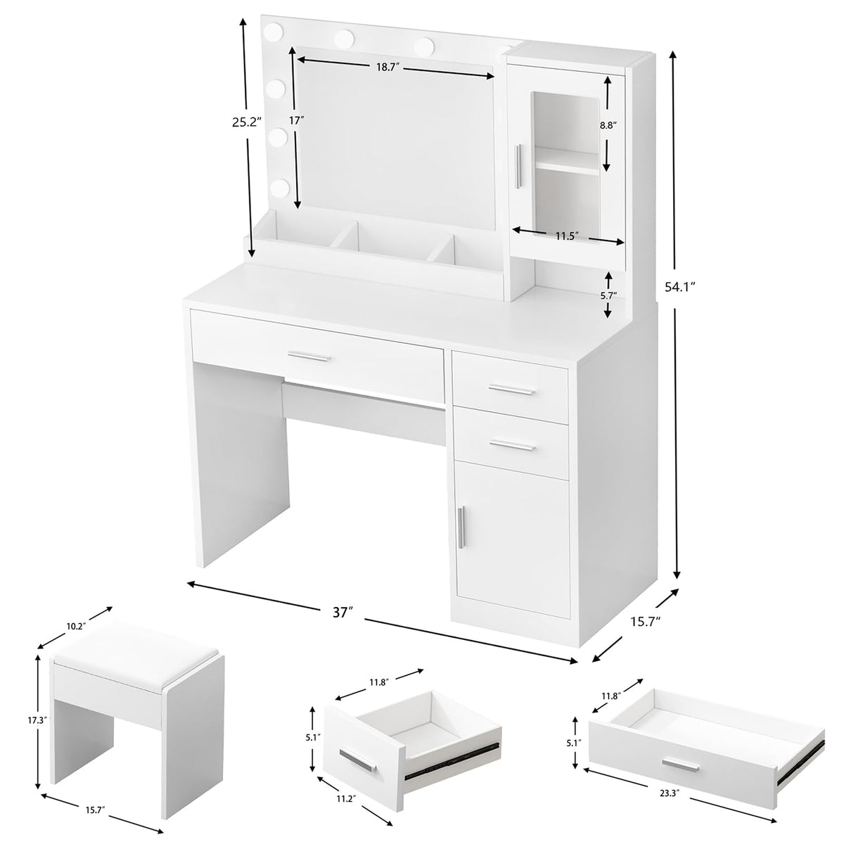 Lighted Makeup Vanity Set
