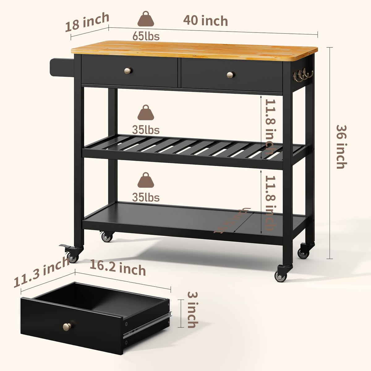 Rolling Kitchen Island Cart