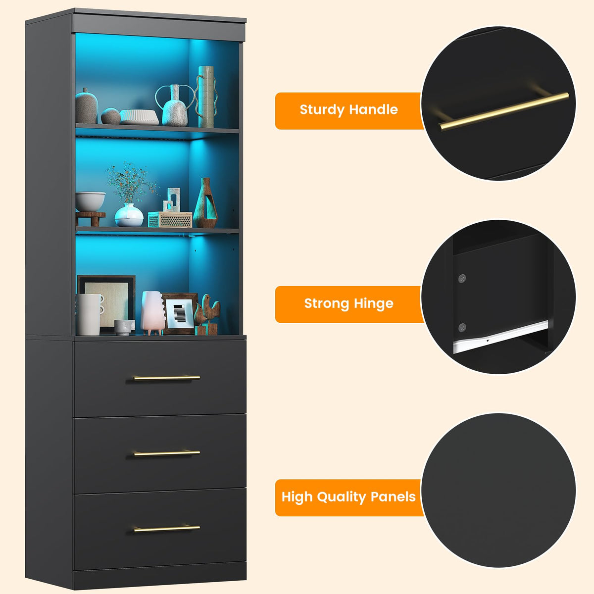 Tall Bookcase with Drawers