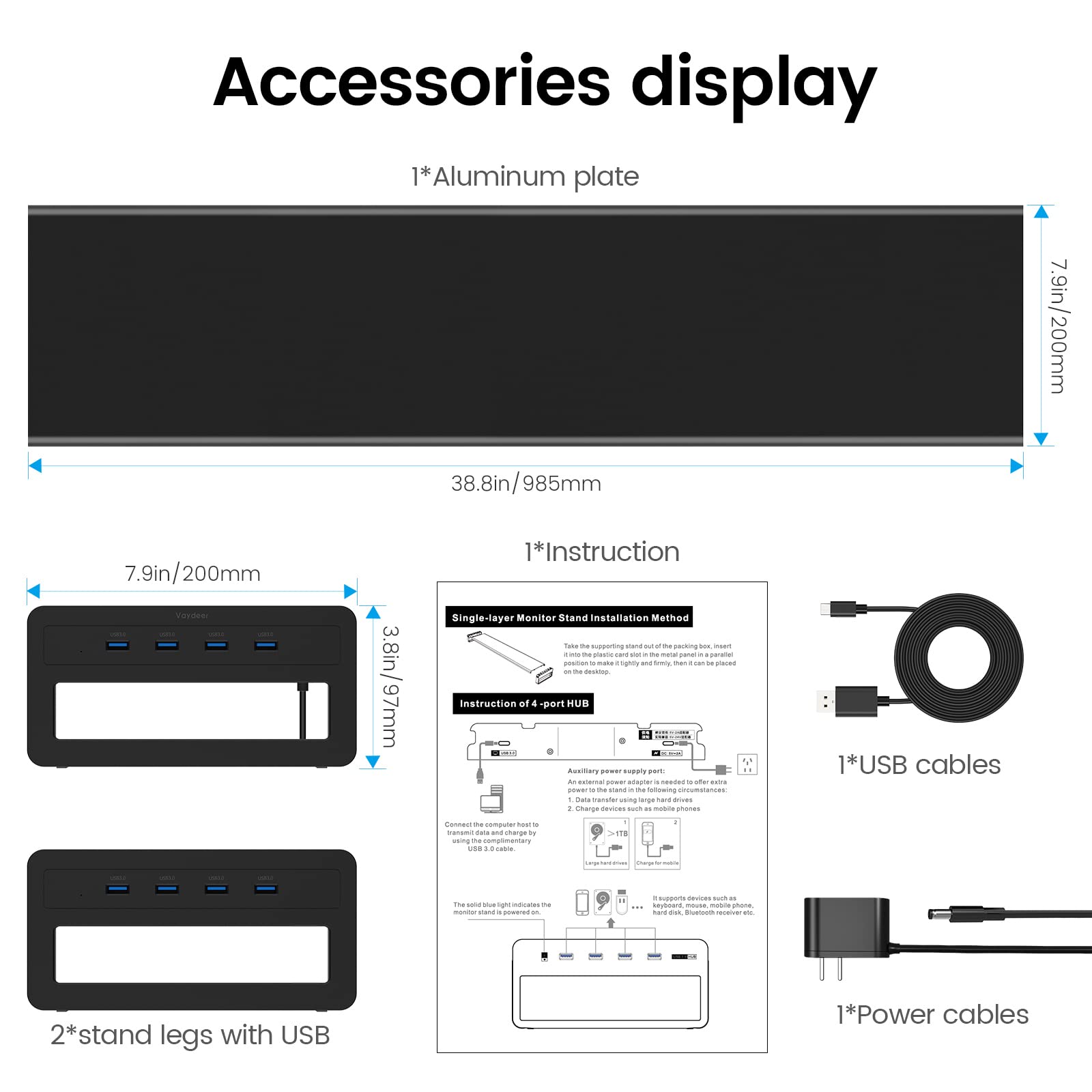 Dual Monitor Stand with USB 3.0 Hub