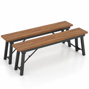Folding Acacia Wood Outdoor Bench, Set of 2