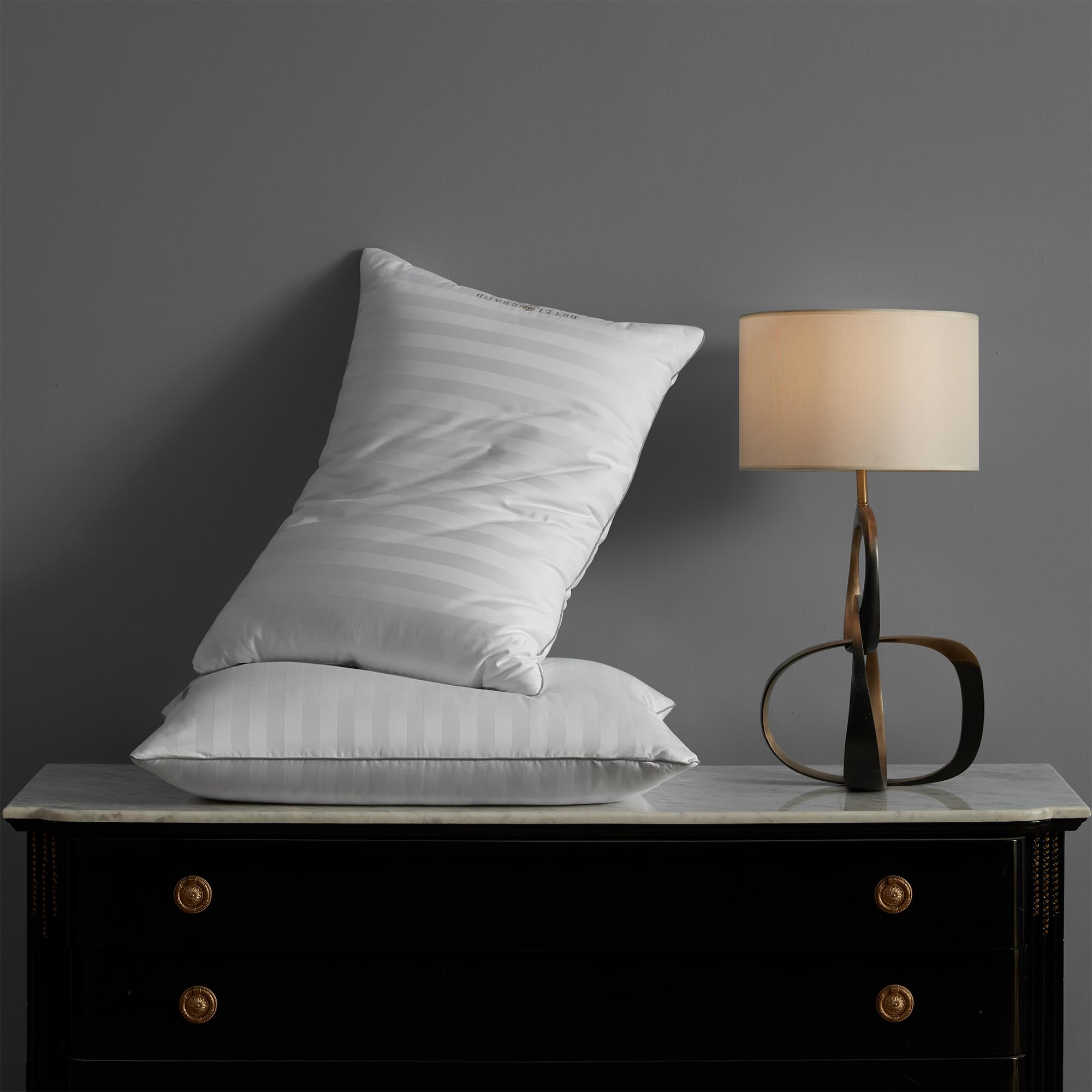 Feather Down Bed Pillows – 500 Thread Count, 100% Cotton Cover