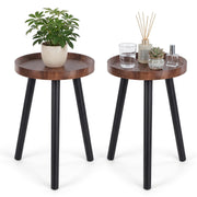 Mid Century Wood Plant Stand – 120 lbs Heavy Duty Plant Stand with Raised Tray & Spray Painted Legs, Solid Wood Side Table for Living Room, Bedroom, Entryway, Small Footprint for Plants, Decor (2 Pcs)