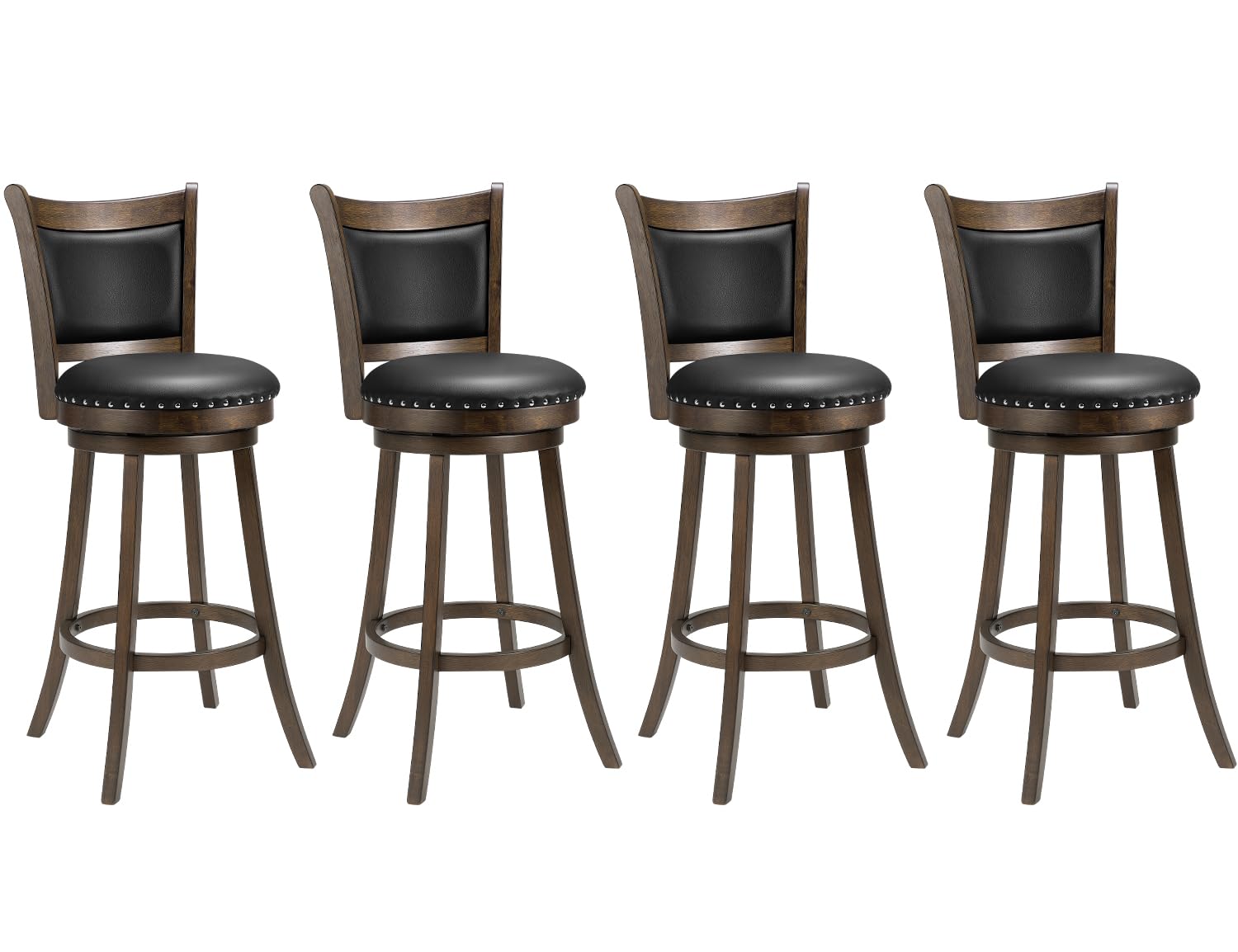 Swivel Bar Stools Set of 4 with Back & Footrest