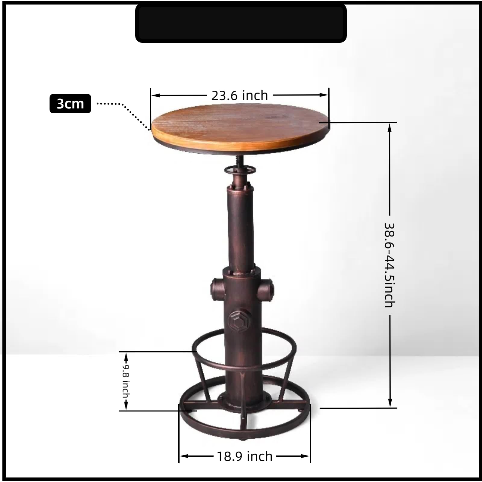Industrial Bar Table & 2 Stools Set