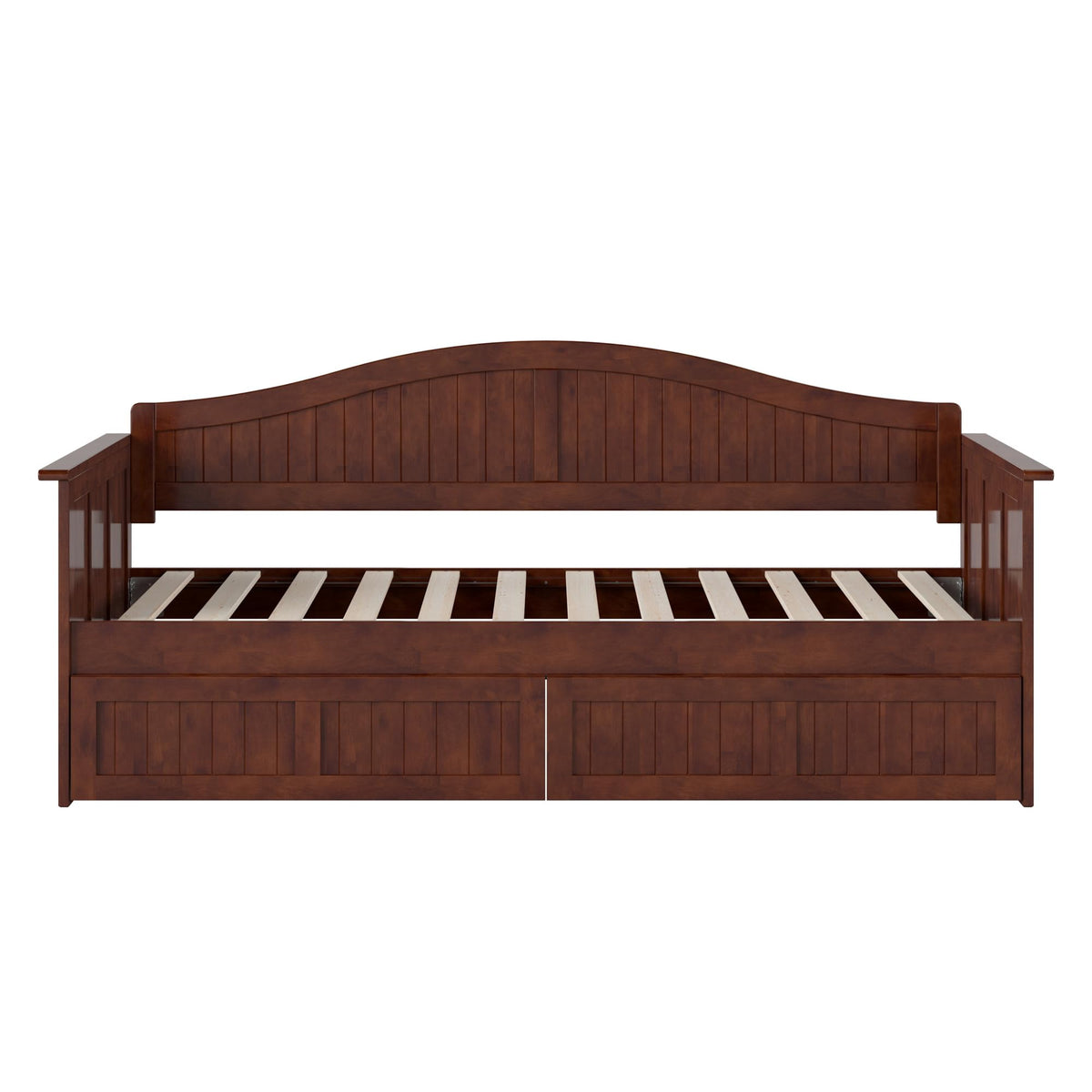 AFI, Nantucket Twin Size Wood Daybed Frame with 2 Storage Drawers, Walnut