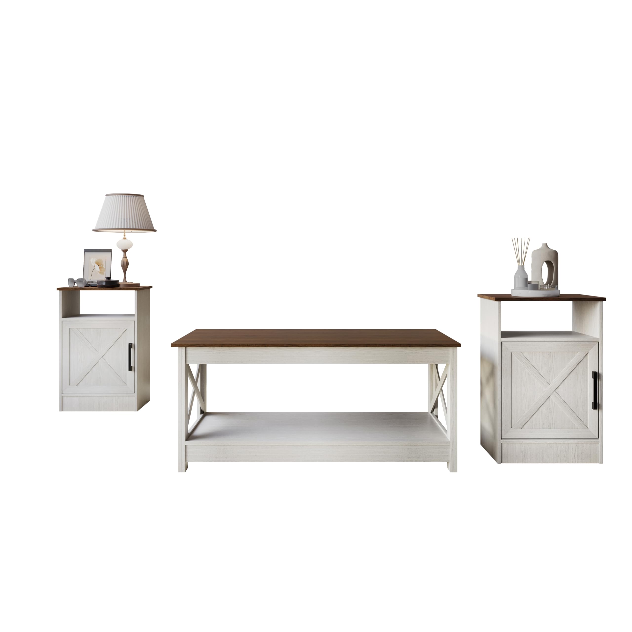 3-Piece Rustic Coffee Table Set with Storage